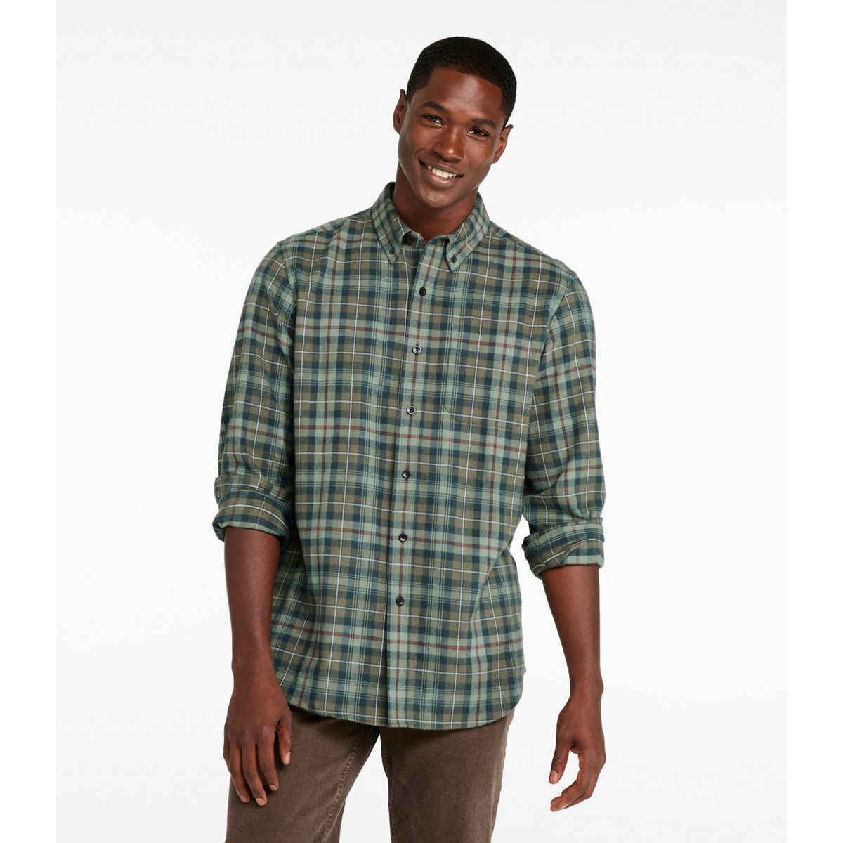 L.L.Bean Men's Sport Shirt L.L.Bean Men's Scotch Plaid Flannel Shirt, Traditional Fit