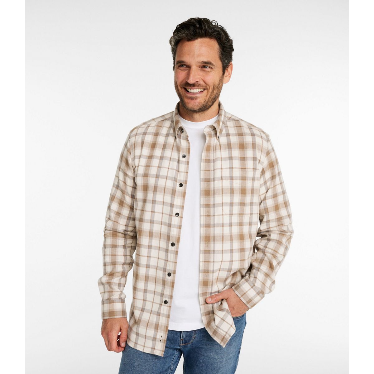 L.L.Bean Men's Sport Shirt L.L.Bean Men's Scotch Plaid Flannel Shirt, Traditional Fit
