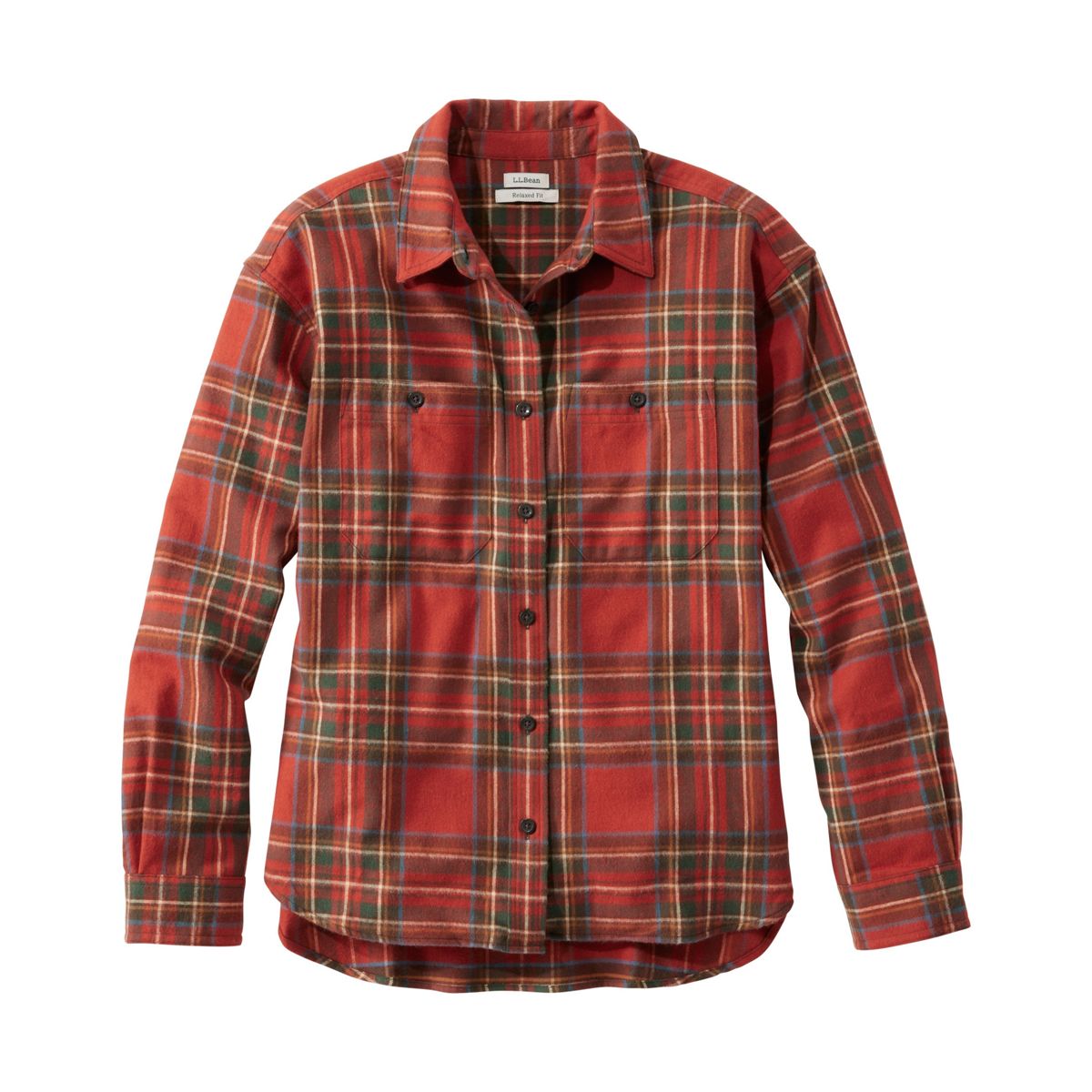 L.L.Bean Women's Shirts ATQ ROYAL STEWART / XS L.L.Bean Women's Scotch Plaid Flannel Shirt, Boyfriend 525847