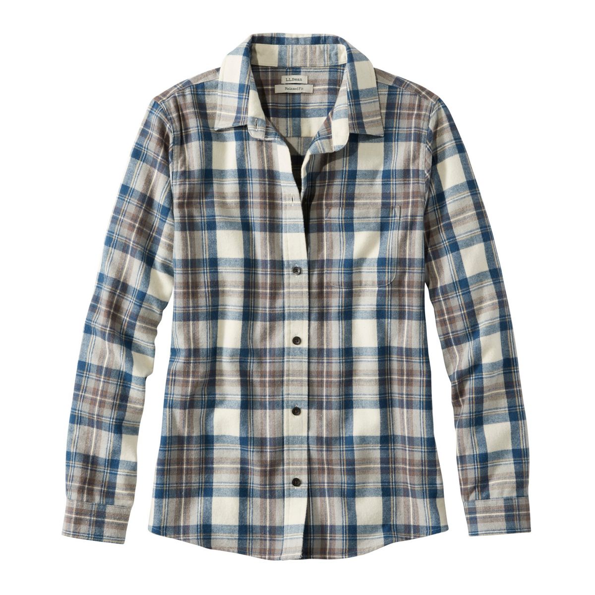 L.L.Bean Women's Shirts INDIGO TARTAN / XS L.L.Bean Women's Scotch Plaid Flannel Shirt, Relaxed 273137