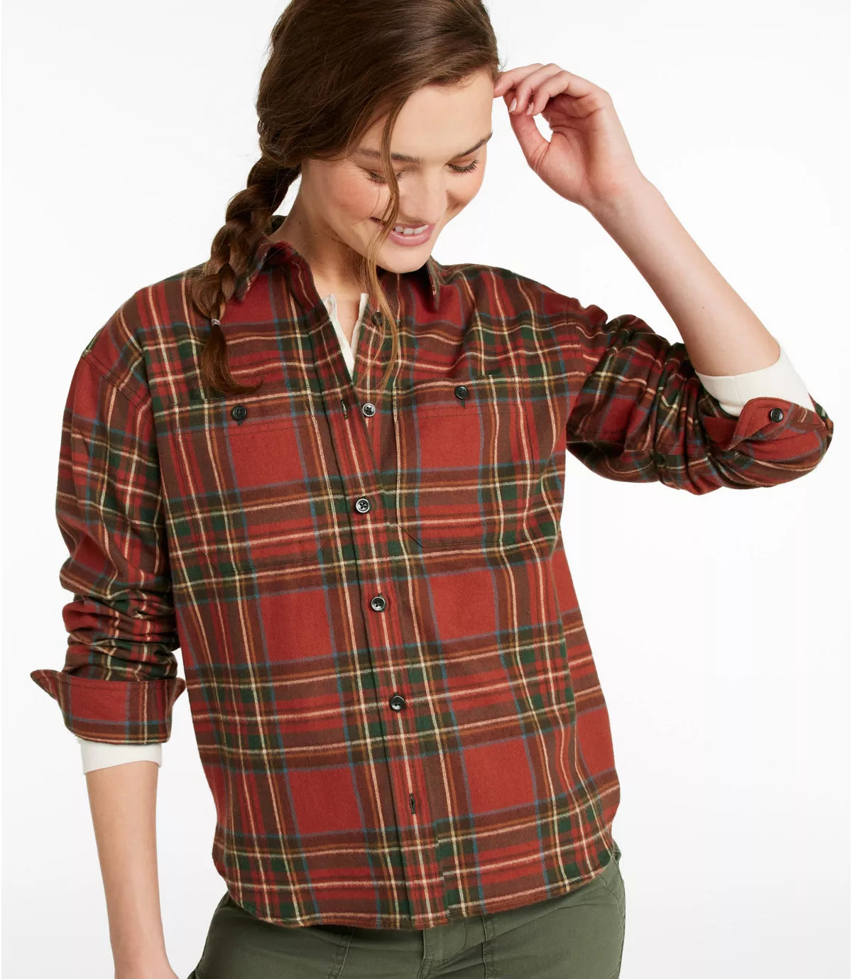 L.L.Bean Women's Shirts L.L.Bean Women's Scotch Plaid Flannel Shirt, Boyfriend