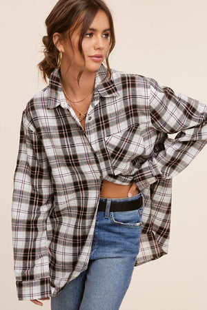 LA MIEL Women's Top Buffalo Plaid Dreamy Shirt || David's Clothing