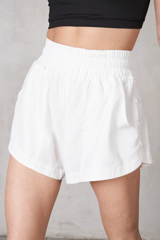 LABIZ Women's Shorts Wide Waistband Shorts with Side Snap-Down Closer
