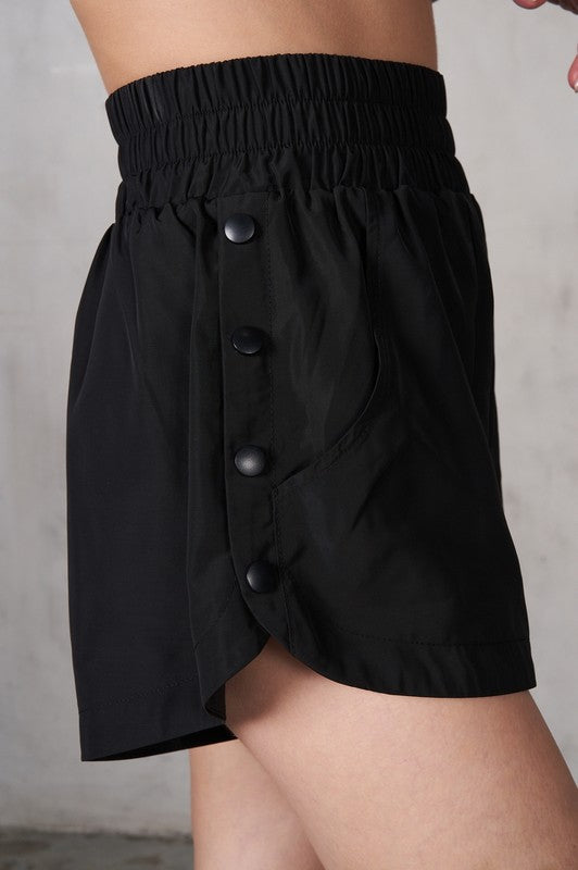 LABIZ Women's Shorts Wide Waistband Shorts with Side Snap-Down Closer