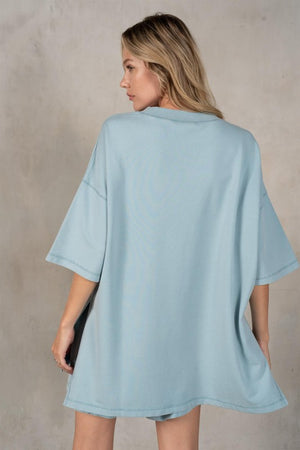 LABIZ Women's Top Cotton Modal Oversize SS Top and Shorts - Set