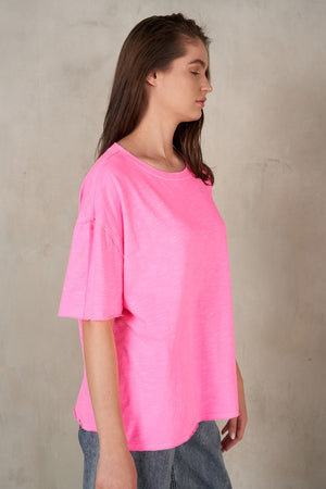 LABIZ Women's Top Raw Edge Cotton Slub T-Shirt || David's Clothing