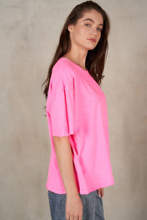 LABIZ Women's Top Raw Edge Cotton Slub T-Shirt || David's Clothing