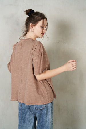 LABIZ Women's Top Raw Edge Cotton Slub T-Shirt || David's Clothing