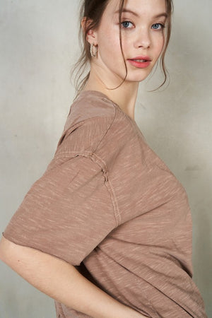 LABIZ Women's Top Raw Edge Cotton Slub T-Shirt || David's Clothing
