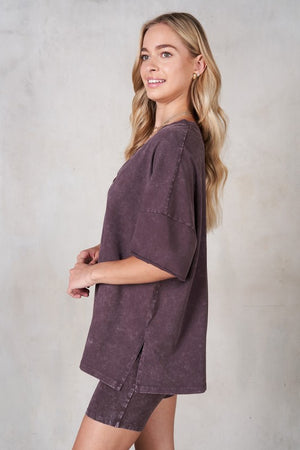 LABIZ Women's Top V-neck Drop Shoulder Boxy T-Shirt || David's Clothing