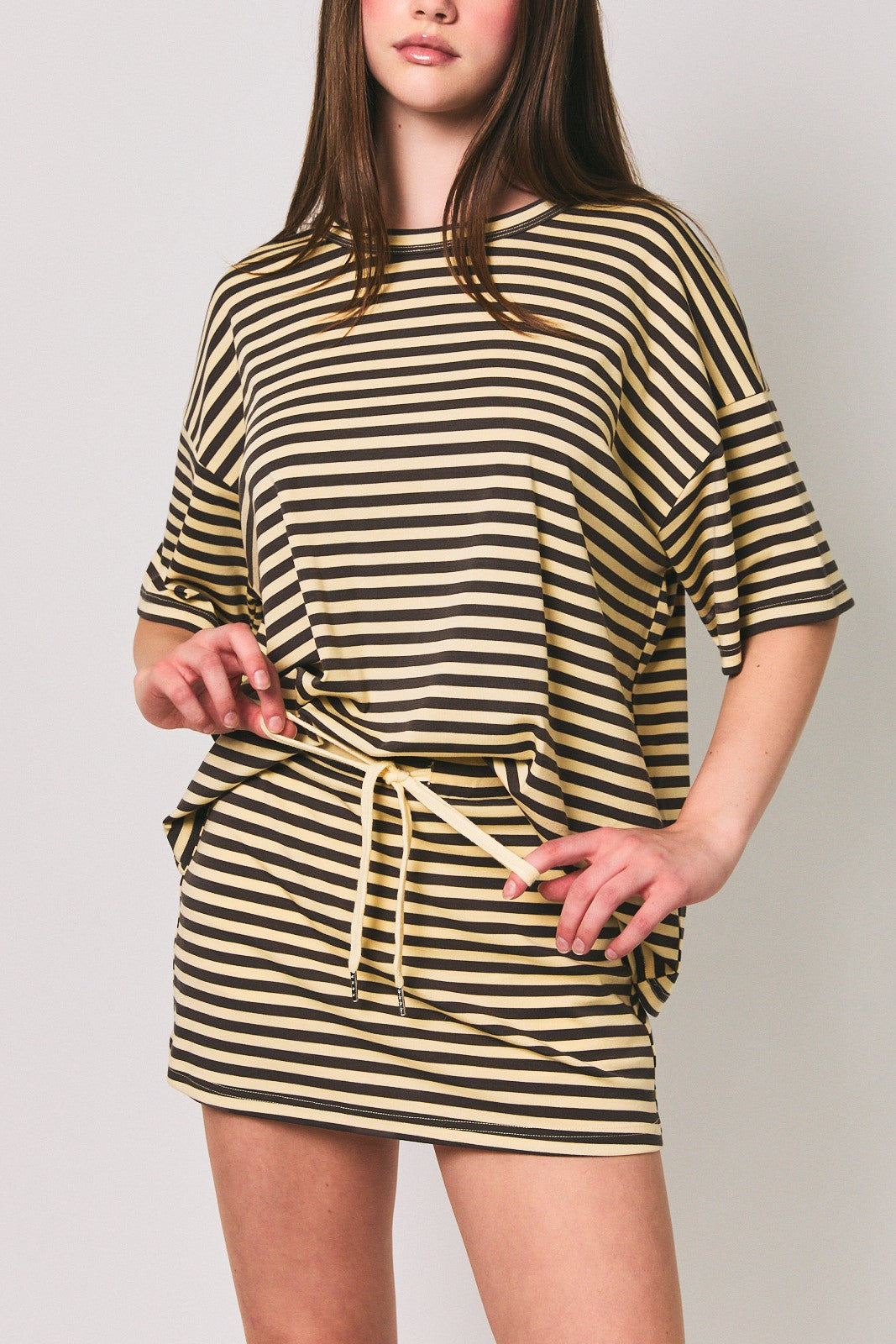 LELIS COLLECTION Short Sleeve Round Neck Oversized Stripe T-shirt
