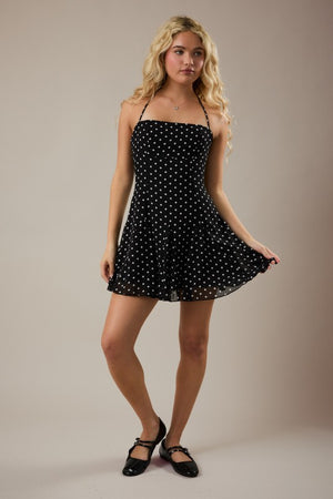 LELIS COLLECTION Women's Dresses Halter Straight Neckline Polka Dot Mini Dress