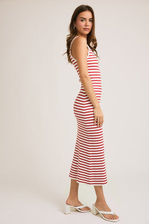 LELIS COLLECTION Women's Dresses Sleeveless Round Neck Striped Rib Sweater Dress || David's Clothing