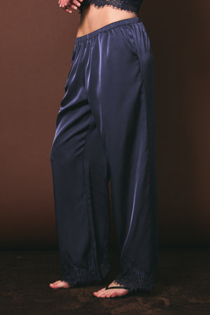 LELIS COLLECTION Women's Pants Elastic Waist Lace Trim Wide Leg Pants