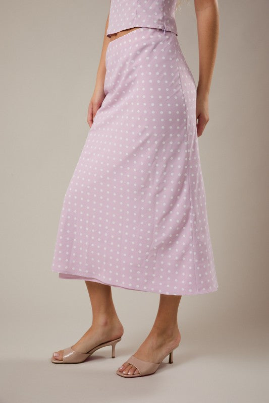 LELIS COLLECTION Women's Skirts Polka Dot Mid Rise Maxi Skirt