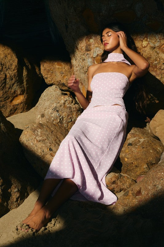 LELIS COLLECTION Women's Skirts Polka Dot Mid Rise Maxi Skirt