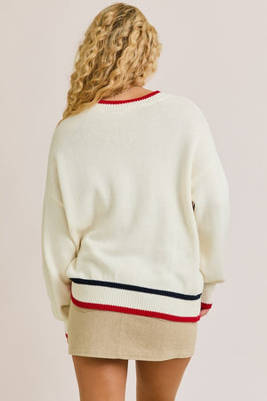 LELIS COLLECTION Women's Sweaters America Graphic Long Sleeve Crew Neck Sweater || David's Clothing