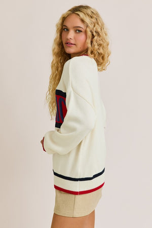 LELIS COLLECTION Women's Sweaters America Graphic Long Sleeve Crew Neck Sweater || David's Clothing