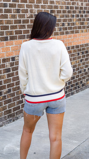 LELIS COLLECTION Women's Sweaters America Graphic Long Sleeve Crew Neck Sweater || David's Clothing