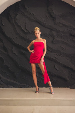 LENA Women's Dresses Wrap Skirt With Ruffle Tube Mini Dress