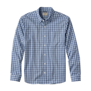 LL Bean 11-Mens Woven Shirt COASTAL SKY / S L.L.Bean Men's Comfort Stretch Performance® Shirt, Long-Sleeve, Slightly Fitted Untucked Fit, Plaid 52169653013