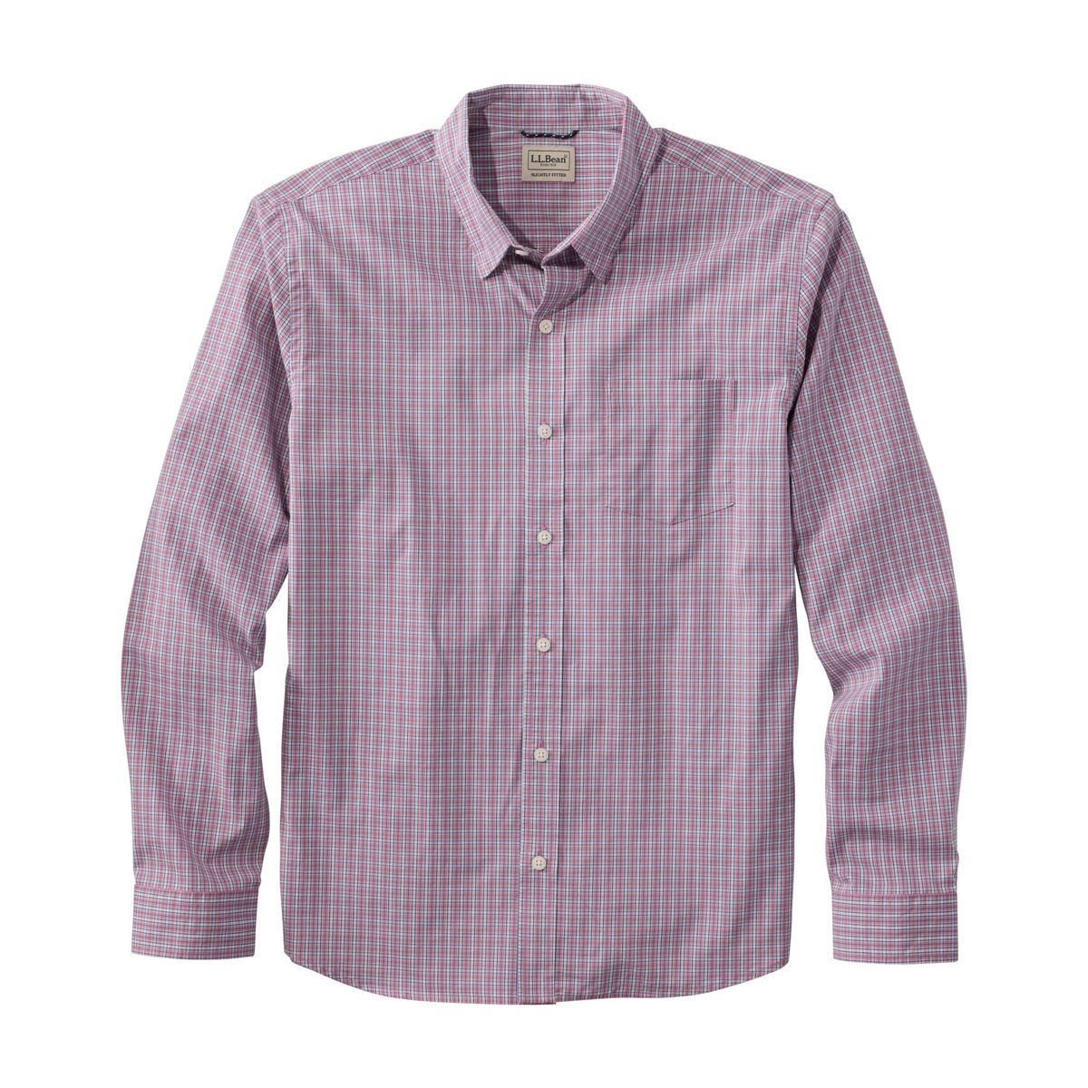 LL Bean 11-Mens Woven Shirt ICED ORCHID / S L.L.Bean Men's Comfort Stretch Performance® Shirt, Long-Sleeve, Slightly Fitted Untucked Fit, Plaid 52169657877