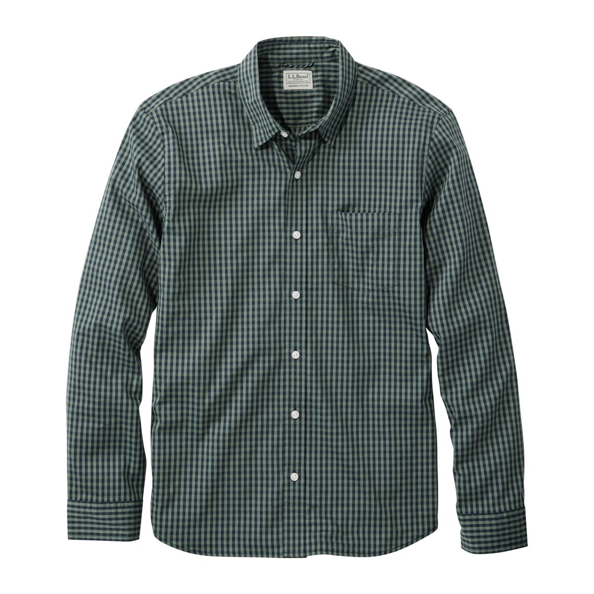 LL Bean 11-Mens Woven Shirt SEA GREEN / S L.L.Bean Men's Comfort Stretch Performance® Shirt, Long-Sleeve, Slightly Fitted Untucked Fit, Plaid 52169647802