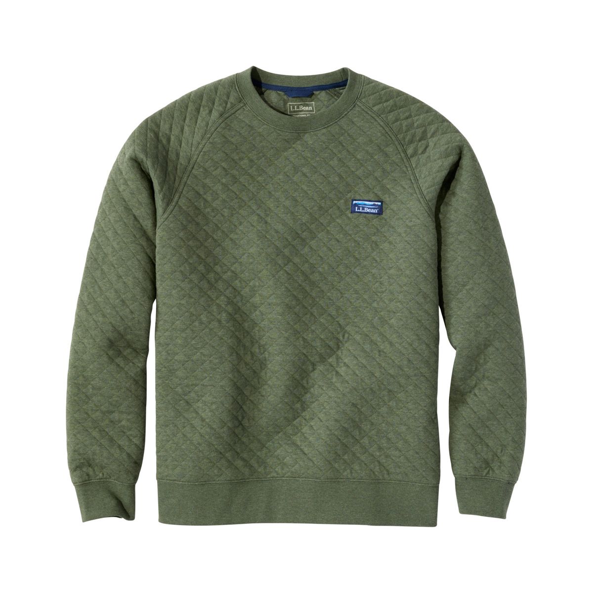 LL Bean 9-Men's Knit Shirts THYME HEATHER / S L.L.Bean Men's Quilted Sweatshirt, Crewneck 51064450378