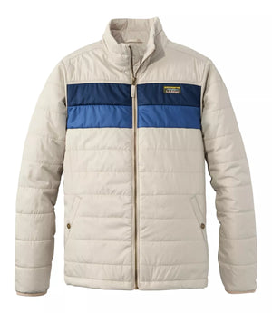 LL Bean Men's Jackets SILVER SAND/DEEP BLUE / S L.L. Bean Men's Mountain Classic Puffer Jacket, Colorblock 51240658498