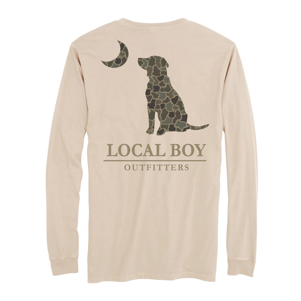 LOCAL BOY OUTFITTERS Kid's Tees Local Boy Youth Brush Camo Dog & Moon Long Sleeve T-Shirt