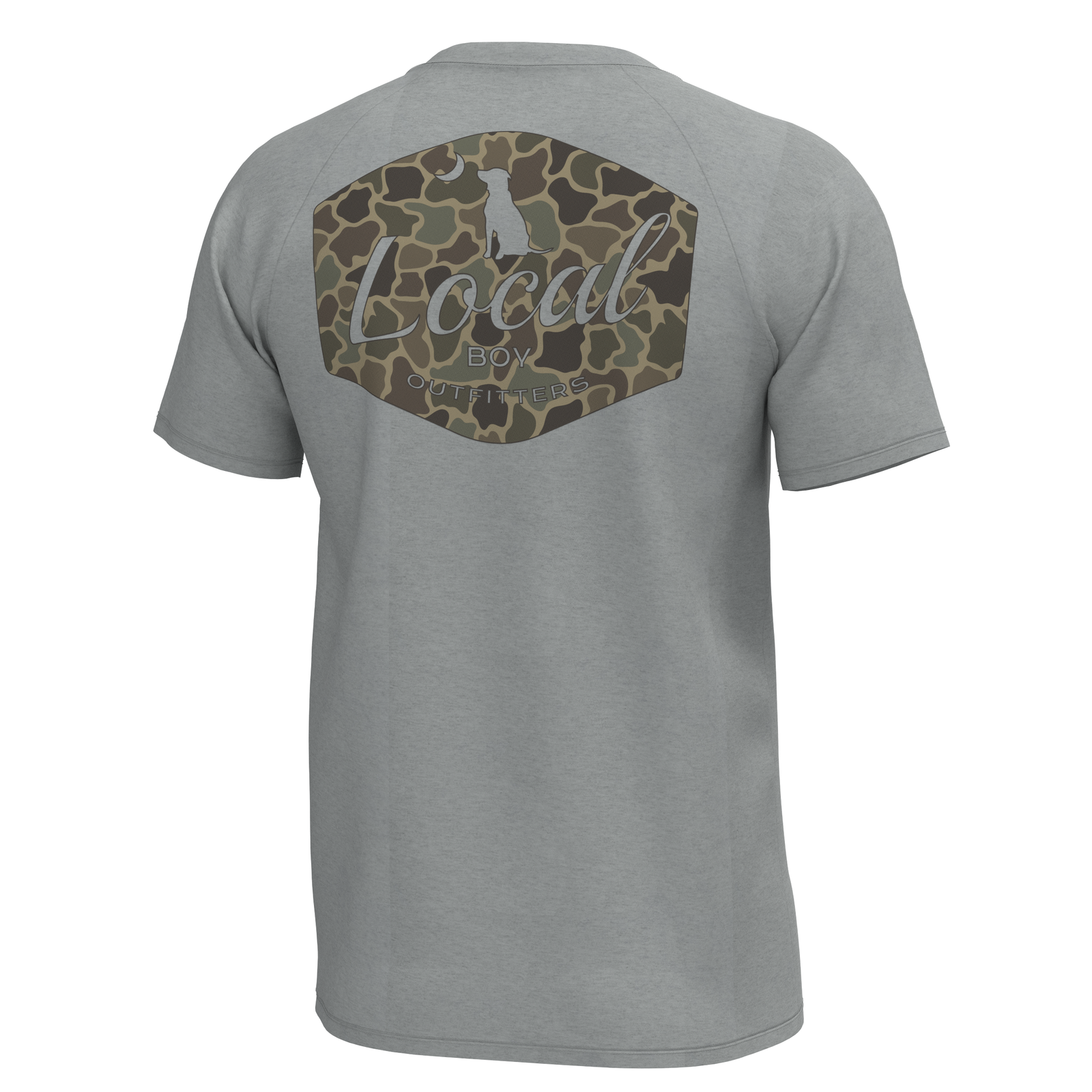 LOCAL BOY OUTFITTERS Men's Tees COOL GRAY / S Local Boy Men's Brush Badge Short Sleeve Heather Performance Shirt L1410014CGRY