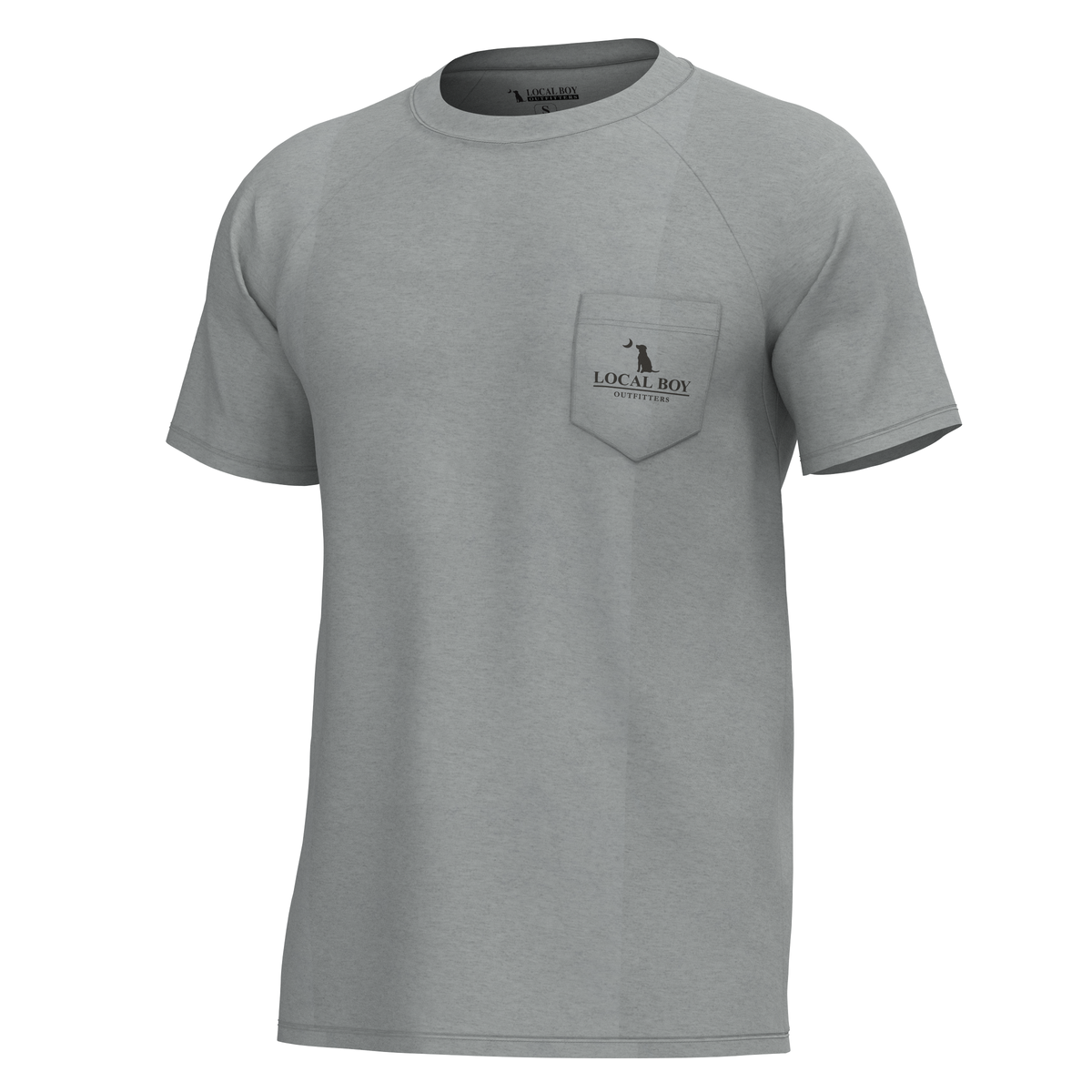 LOCAL BOY OUTFITTERS Men's Tees Local Boy Men's Brush Badge Short Sleeve Heather Performance Shirt