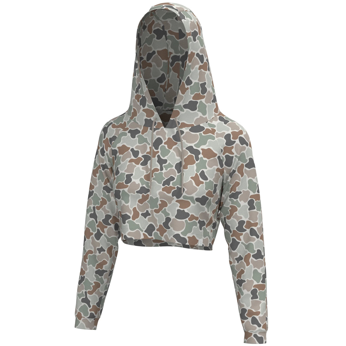 LOCAL GIRL Women's Top FOREST CAMO FLORA / XS Local Girl Velvet Fleece Cropped Hoodie L5130016