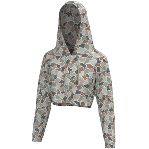 LOCAL GIRL Women's Top FOREST CAMO FLORA / XS Local Girl Velvet Fleece Cropped Hoodie L5130016