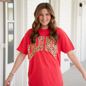 LU LU MAC Women's Top PAPRIKA / XS Lulu Mac Leopard Print Logo Tee LM-LPP
