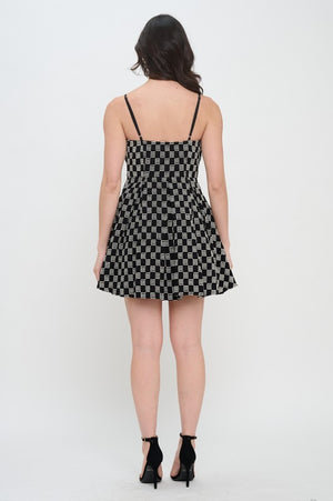 MEET ME IN SANTORINI Women's Dresses Midnight Weave Bow Mini Dress