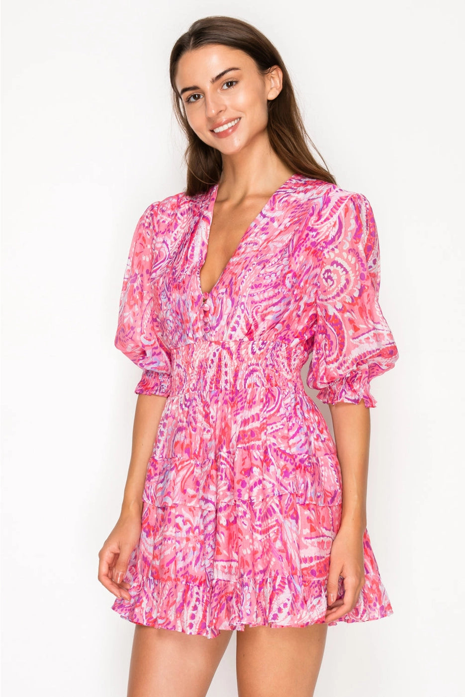 MEET ME IN SANTORINI Women's Dresses Rosey Echoes Short Dress