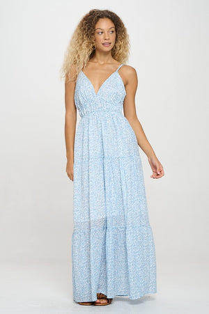 MEET ME IN SANTORINI Women's Dresses Santorini Sky Petals Maxi Dress || David's Clothing