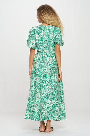 MEET ME IN SANTORINI Women's Dresses Verdant Paisley Cut-Out Maxi Dress || David's Clothing