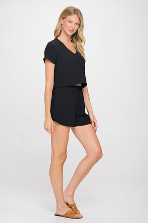 MEET ME IN SANTORINI Women's Shorts Black White Sands Set