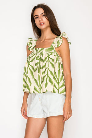 MEET ME IN SANTORINI Women's Top Olive Fern Top