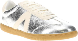 MIA SHOES Women's Shoes MIA Womens Klair Lace Up Metallic Sneakers Shoes Casual - Silver, White