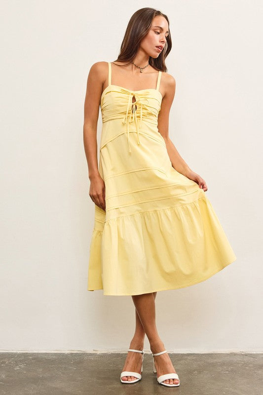 MUSTARD SEED Women's Dresses Ruched Tie Front Ruffle Hem Dress || David's Clothing