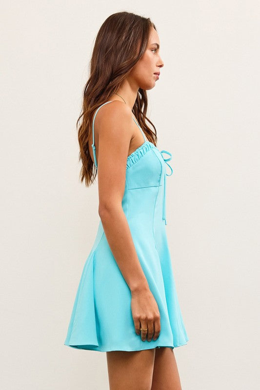 MUSTARD SEED Women's Dresses Tie Front Shirring Flare Cami Dress || David's Clothing