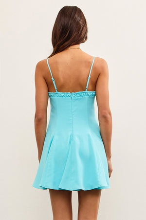 MUSTARD SEED Women's Dresses Tie Front Shirring Flare Cami Dress || David's Clothing