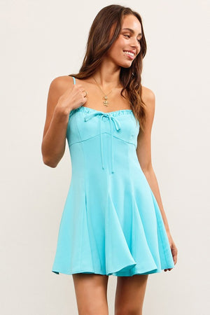 MUSTARD SEED Women's Dresses Tie Front Shirring Flare Cami Dress || David's Clothing