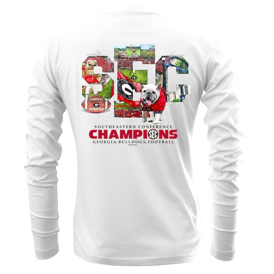 New World Graphics Men's Tees Georgia Bulldogs 2024 SEC Champions Score Long Sleeve T-Shirt