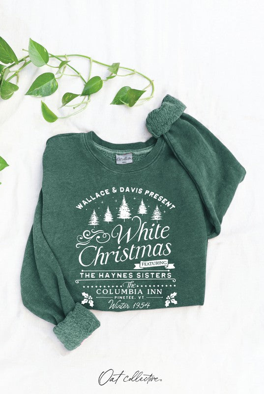 Oat Collective Women's Sweater White Christmas Mineral Graphic Sweatshirt || David's Clothing