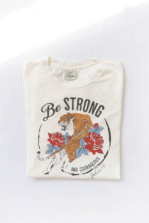 Oat Collective Women's Tee Be Strong And Courageous Mineral Graphic Tee || David's Clothing