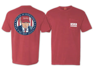 OLD ROW Men's Tees Old Row Never Surrender Trump 2024 Pocket Tee || David's Clothing